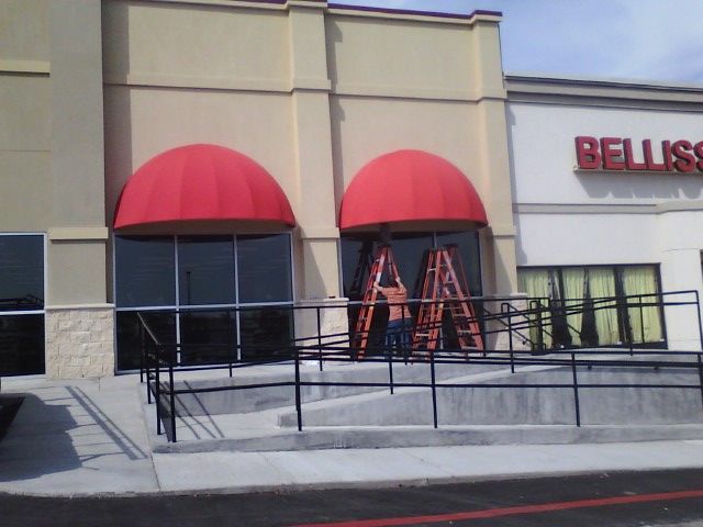 Shopping plaza awnings