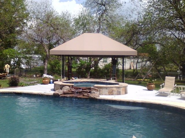 Pool side residential awning