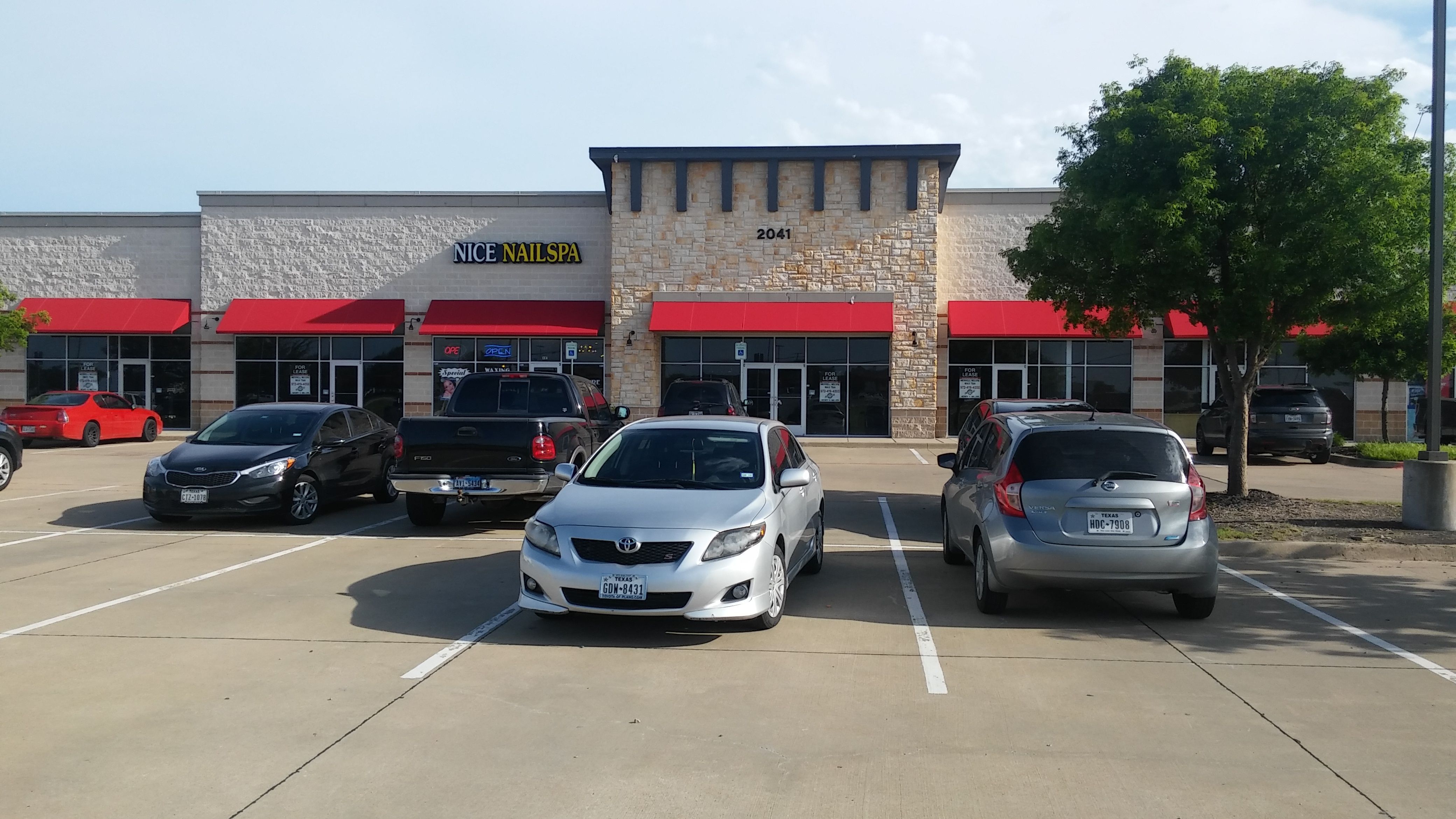 Shopping plaza awnings