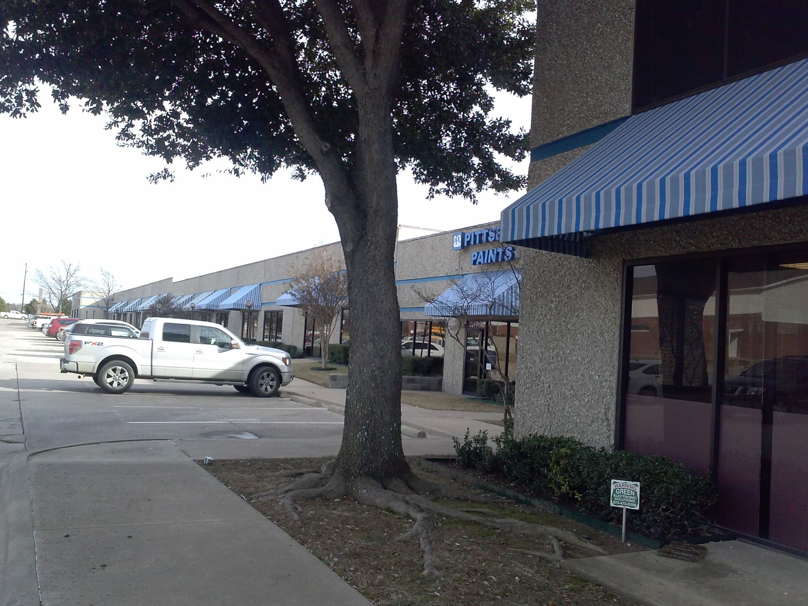 Shopping plaza awnings