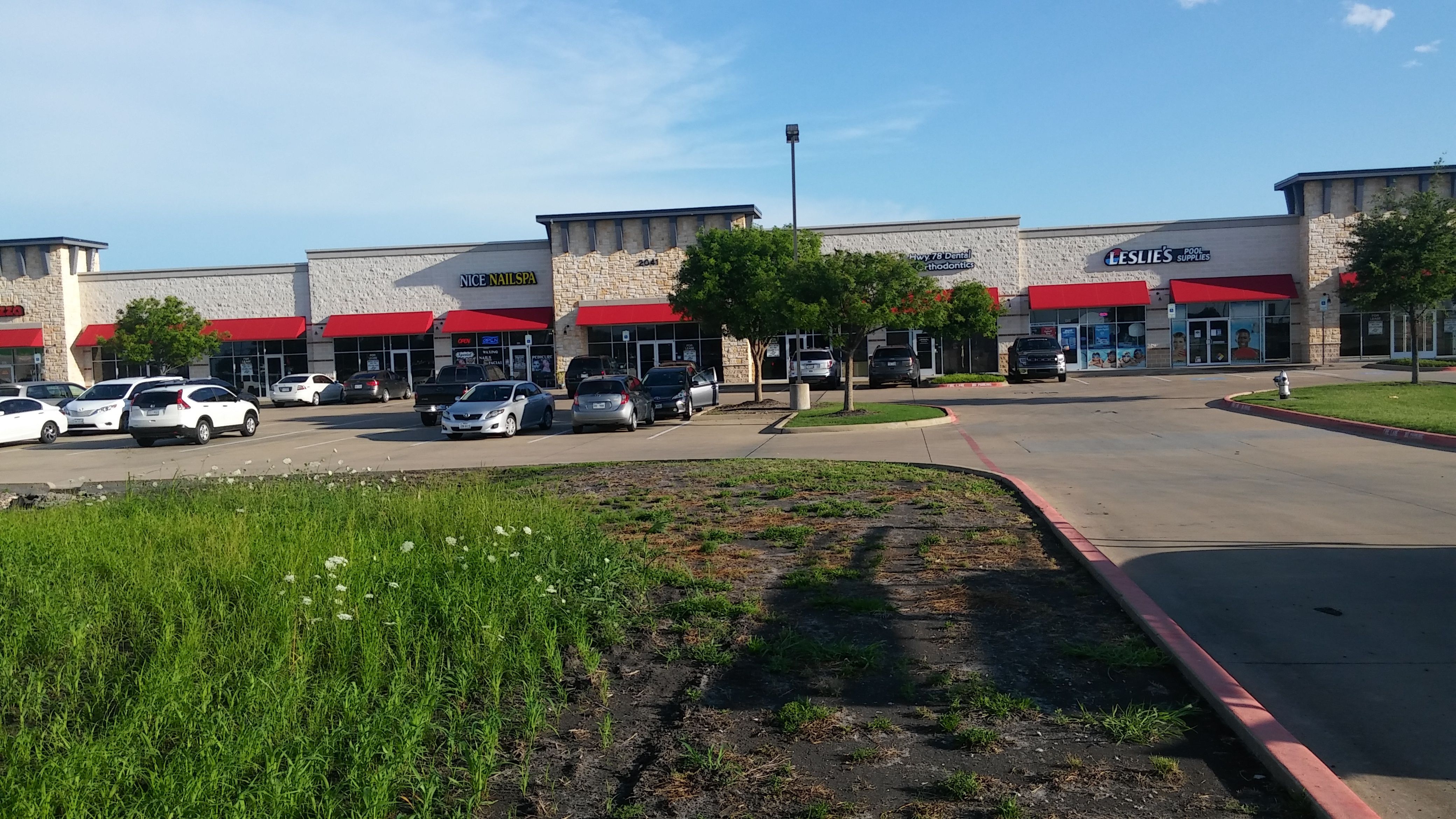 Shopping plaza awnings